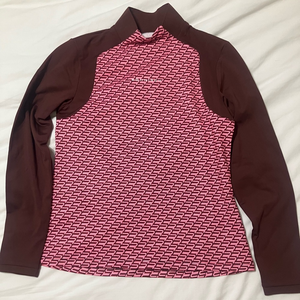 Rohnisch Brown and Pink Geometric Top